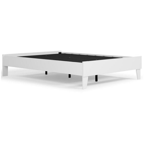 Full Piperton Platform Bed White - Signature Design by Ashley: Modern Style, No Box Spring Needed