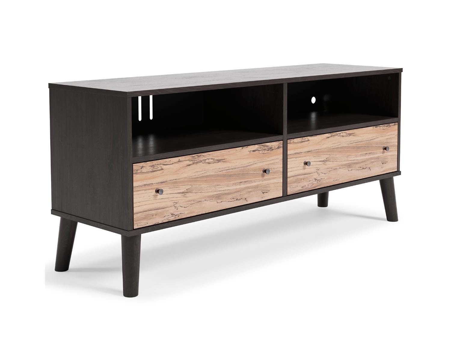 Contemporary Piperton 52'' Black and Beige TV Stand with Cabinet