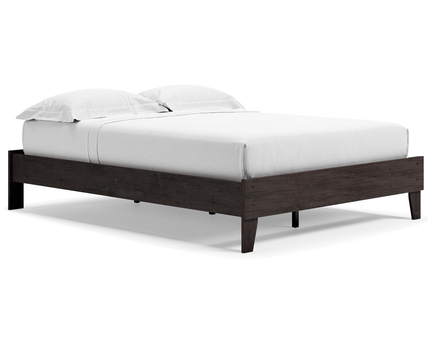 Charcoal Queen Platform Bed with Engineered Oak Grain Finish