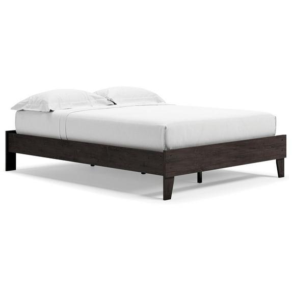 Signature Design by Ashley Queen Piperton Platform Bed Black: Modern Style, MDF Frame, No Box Spring Needed