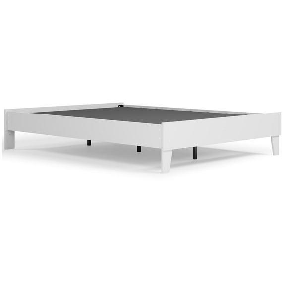 Queen Piperton Platform Bed White - Signature Design by Ashley: Modern Style, No Box Spring Needed
