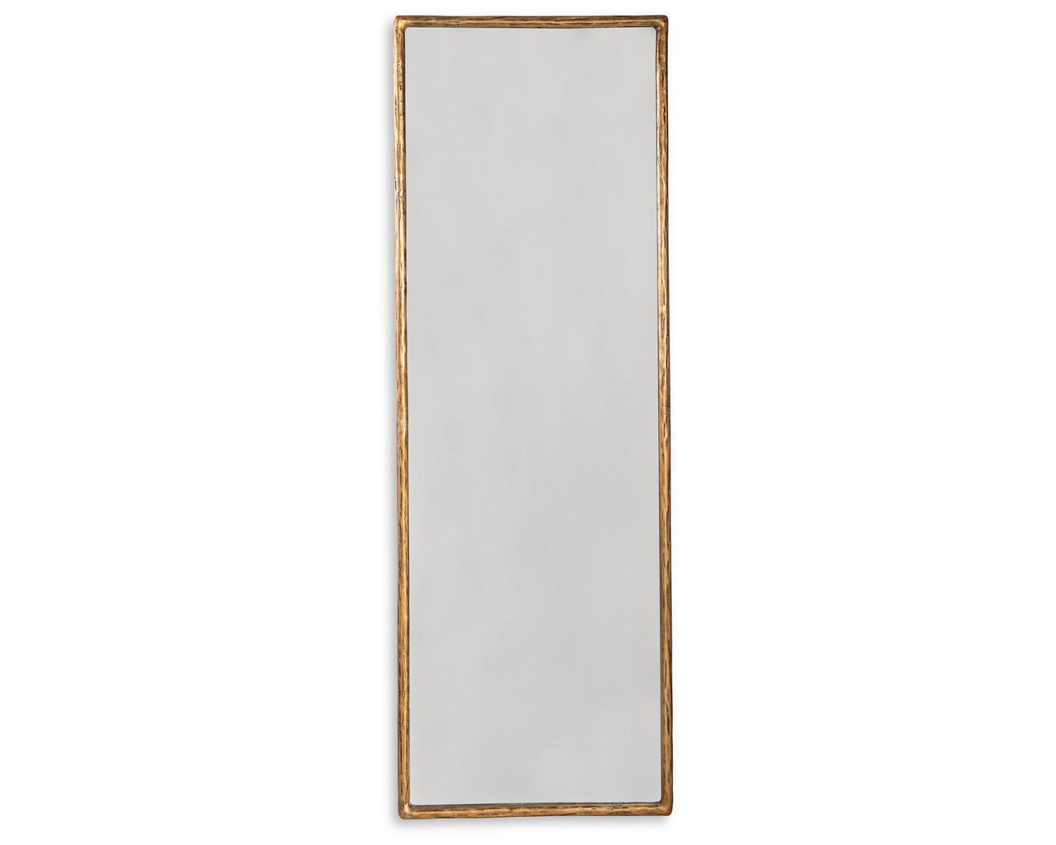 Signature Design by Ashley Contemporary Ryandale Floor Mirror  Antique Brass Finish