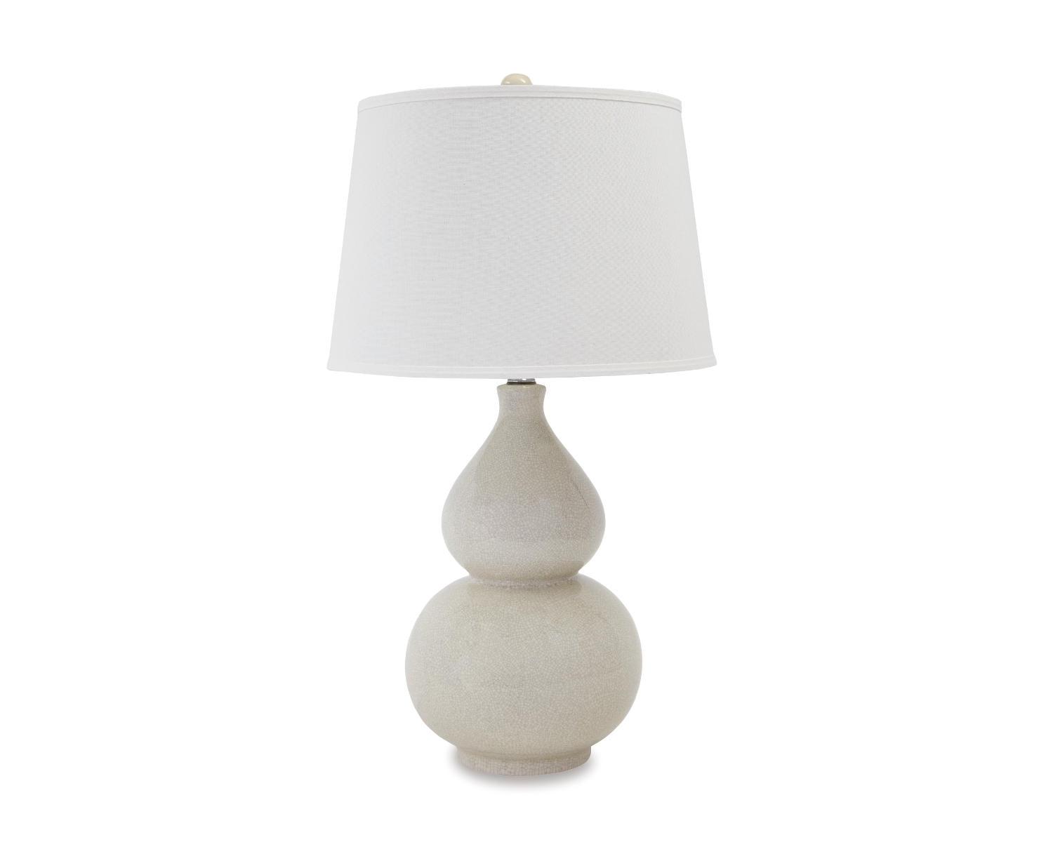 Saffi Ceramic Table Lamp Cream: Double Gourd Base, Glazed Finish - Signature Design by Ashley