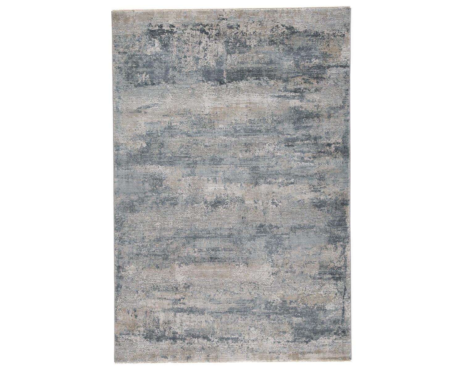 Modern Abstract Beige and Blue 8' x 10' Synthetic Area Rug