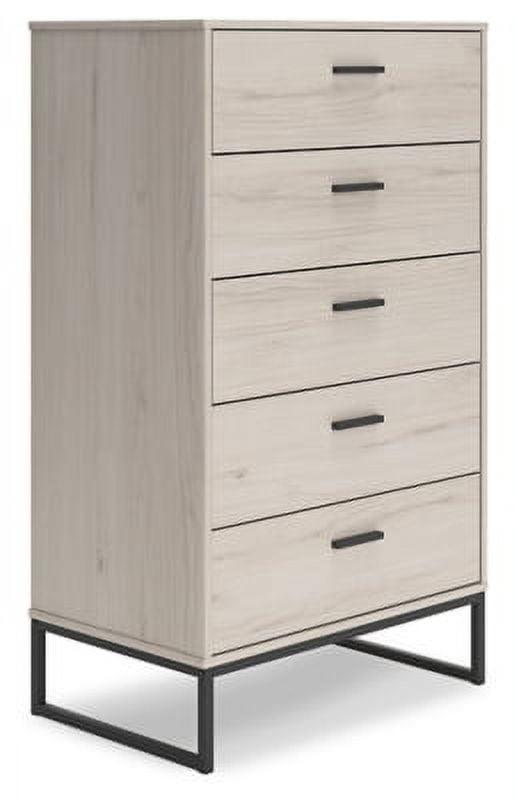 Socalle Mid-Century 5-Drawer Chest in Light Wood and Black