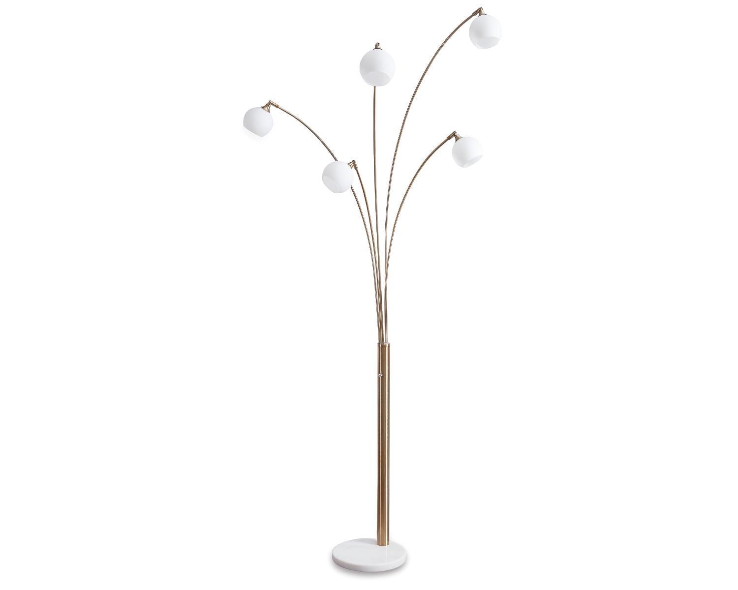 Taliya Adjustable White and Gold Metal Arc Floor Lamp