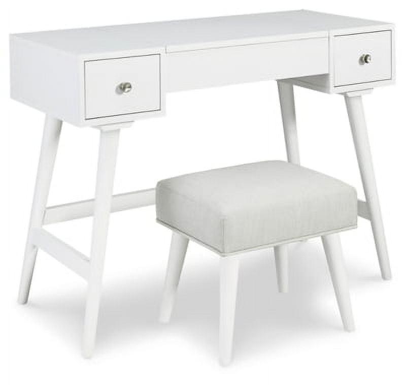 White 40" Modern Vanity with Bench and Drawers