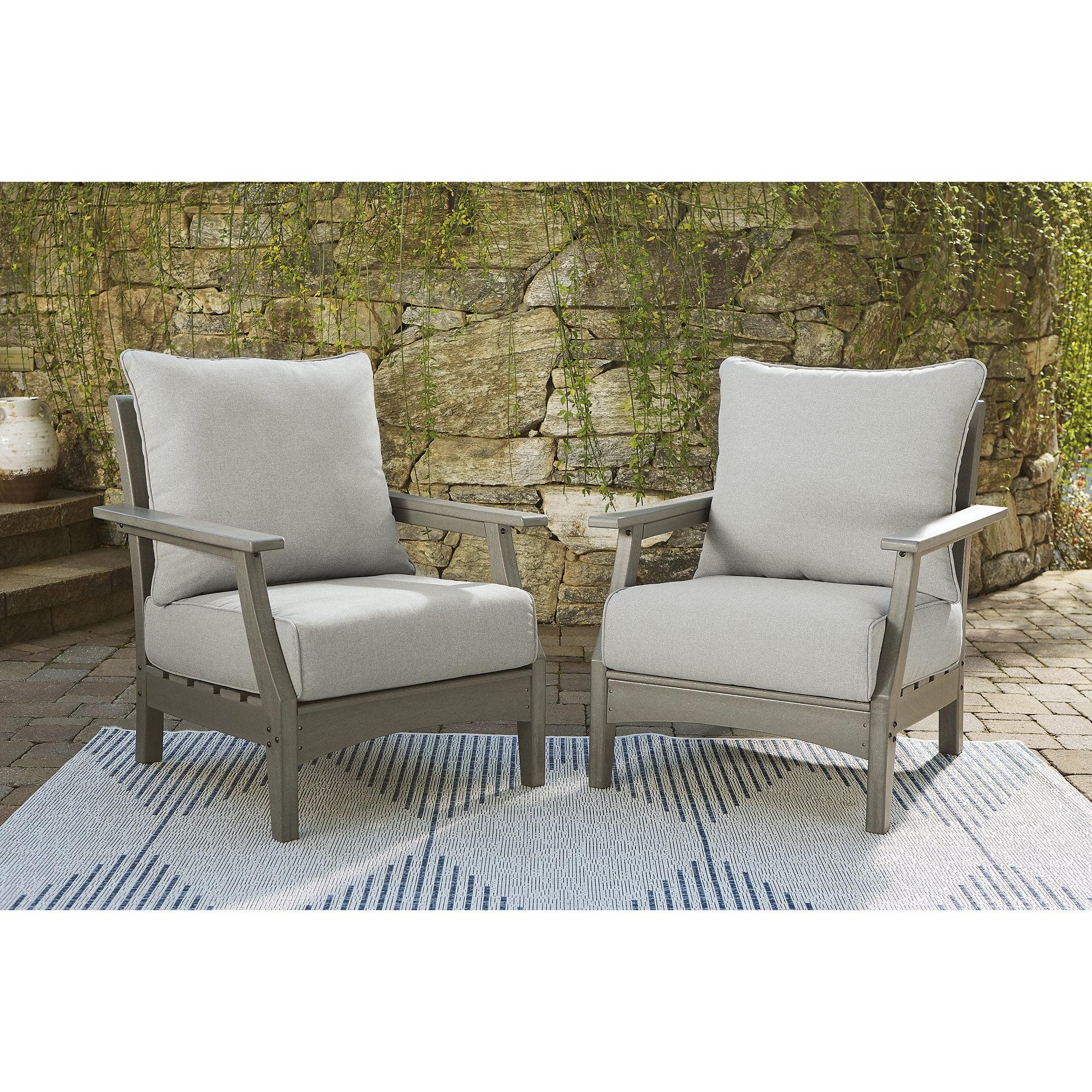 Transitional Gray HDPE Outdoor Lounge Chair with Cushion