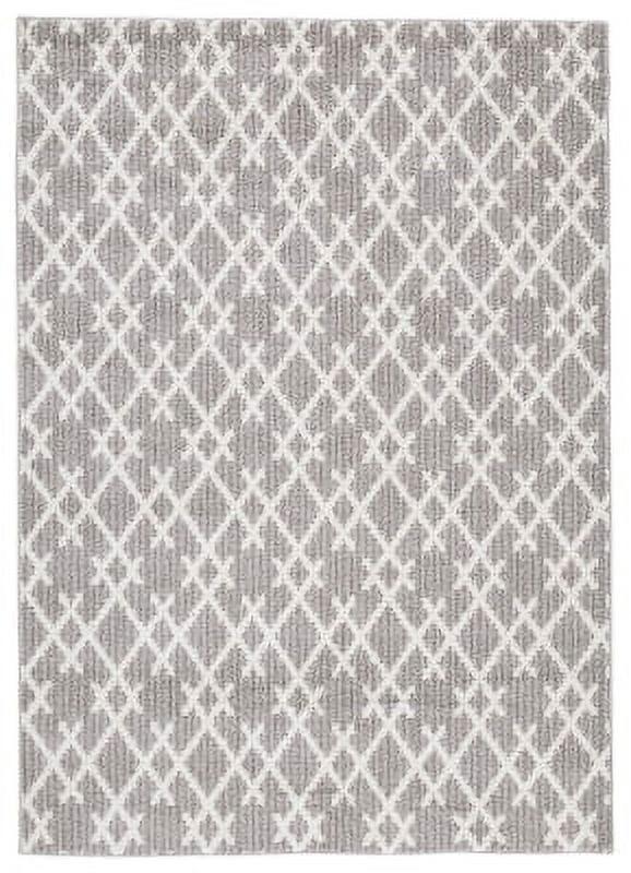 Gray and Cream Geometric Tufted 5' x 7' Rug