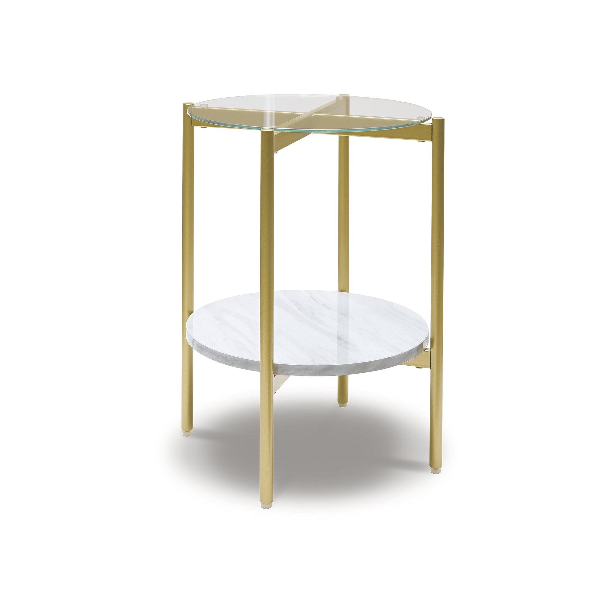 Signature Design by Ashley Contemporary Wynora End Table  White/Gold