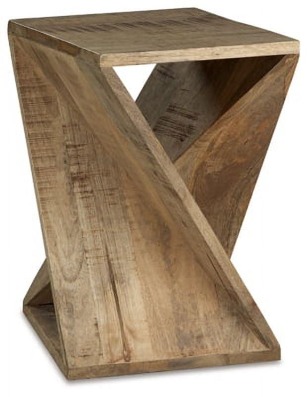 Zalemont Transitional Distressed Brown Solid Wood Square End Table