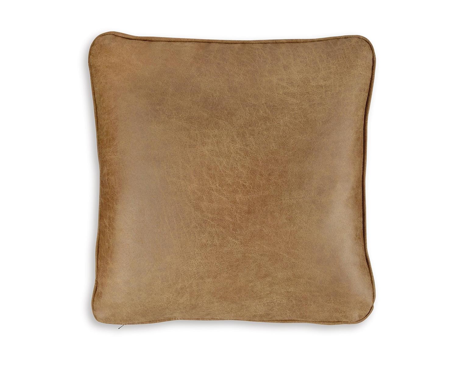 20" Brown Faux Leather Square Throw Pillow