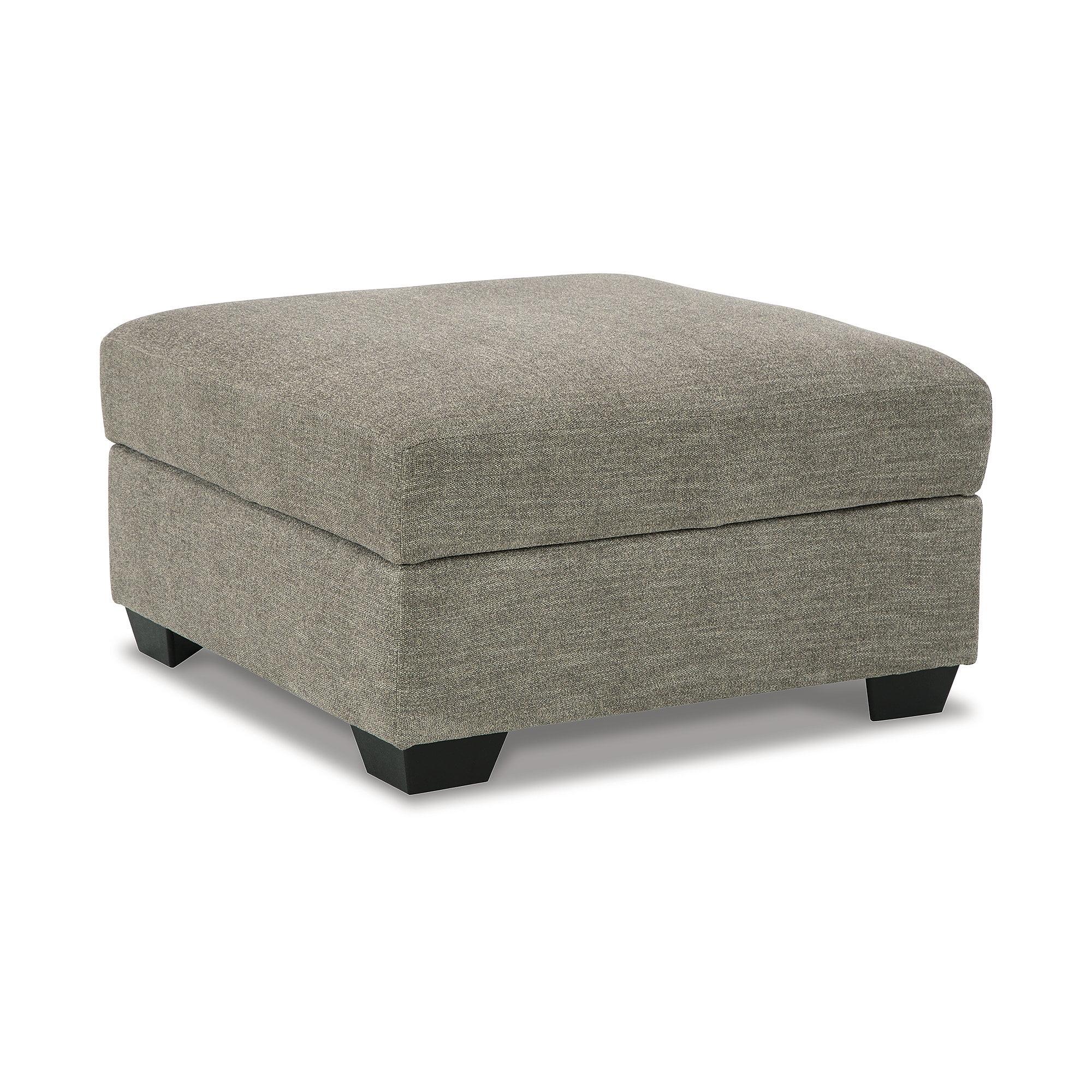 Gray Contemporary Storage Pouf Ottoman with Cup Holders