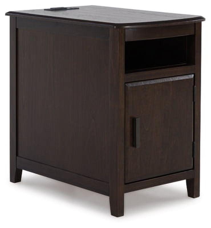 Dark Brown Mindi Wood Rectangular End Table with Storage