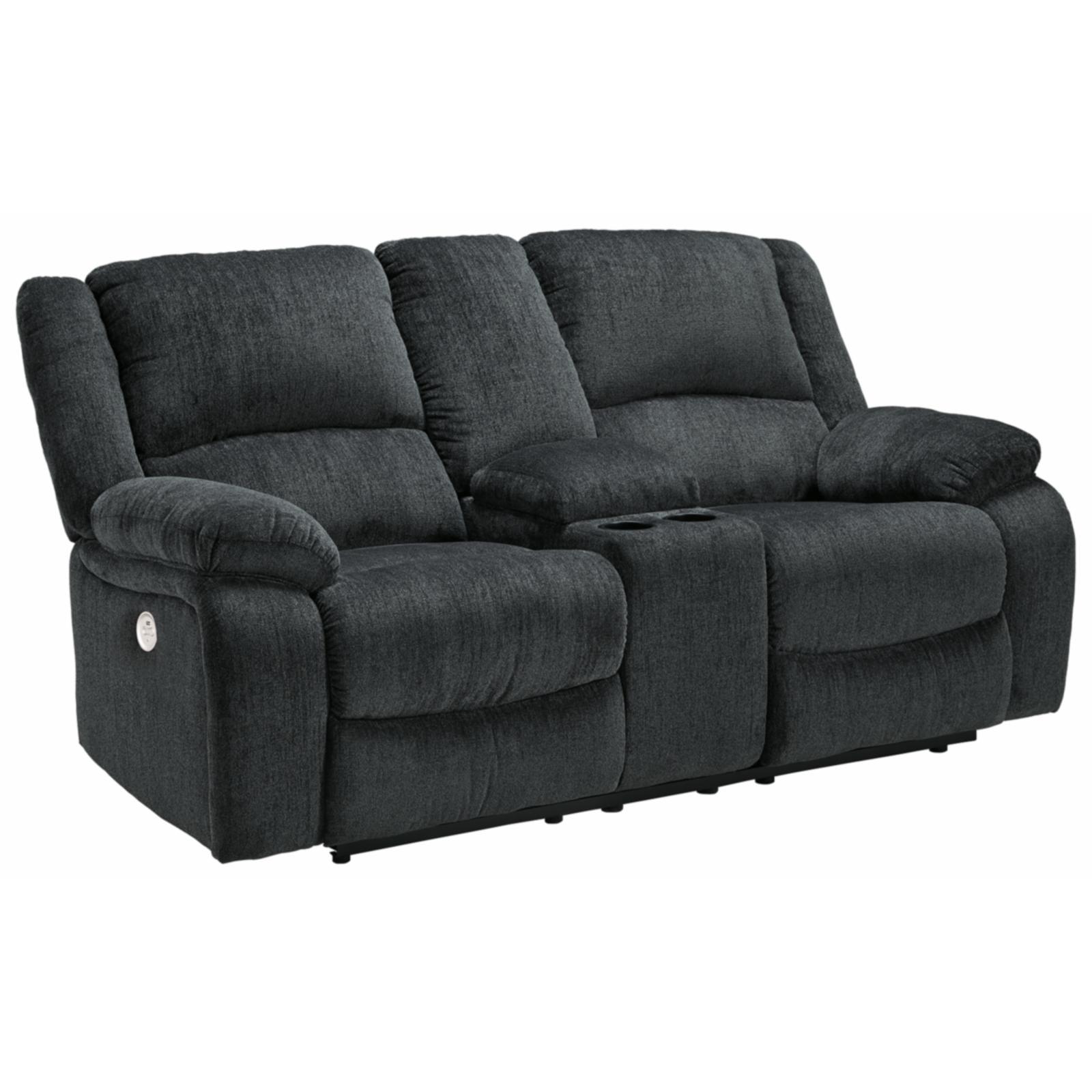 Slate Gray 76'' Power Reclining Loveseat with Storage Console