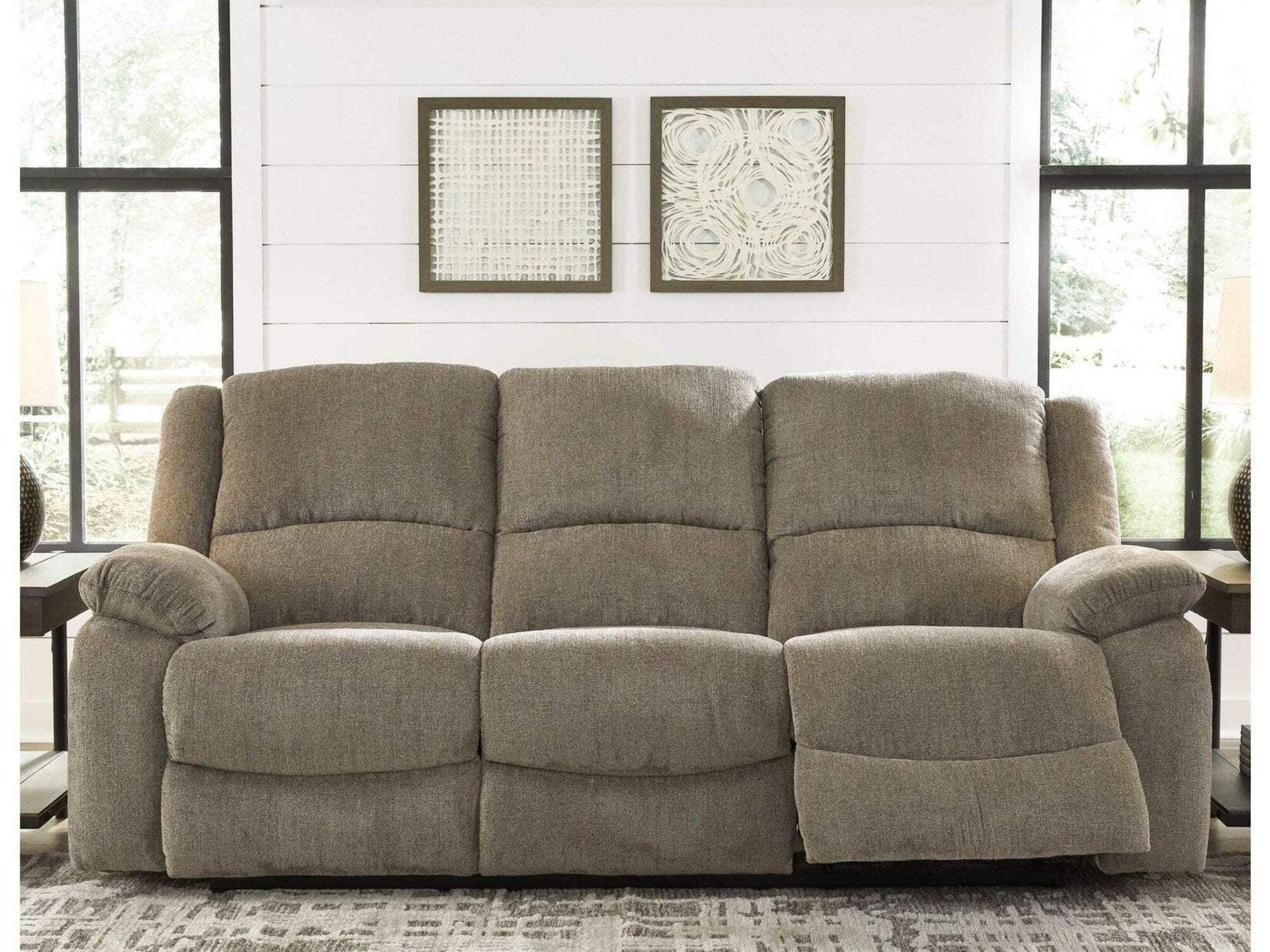 Pewter Faux Leather Manual Reclining Sofa