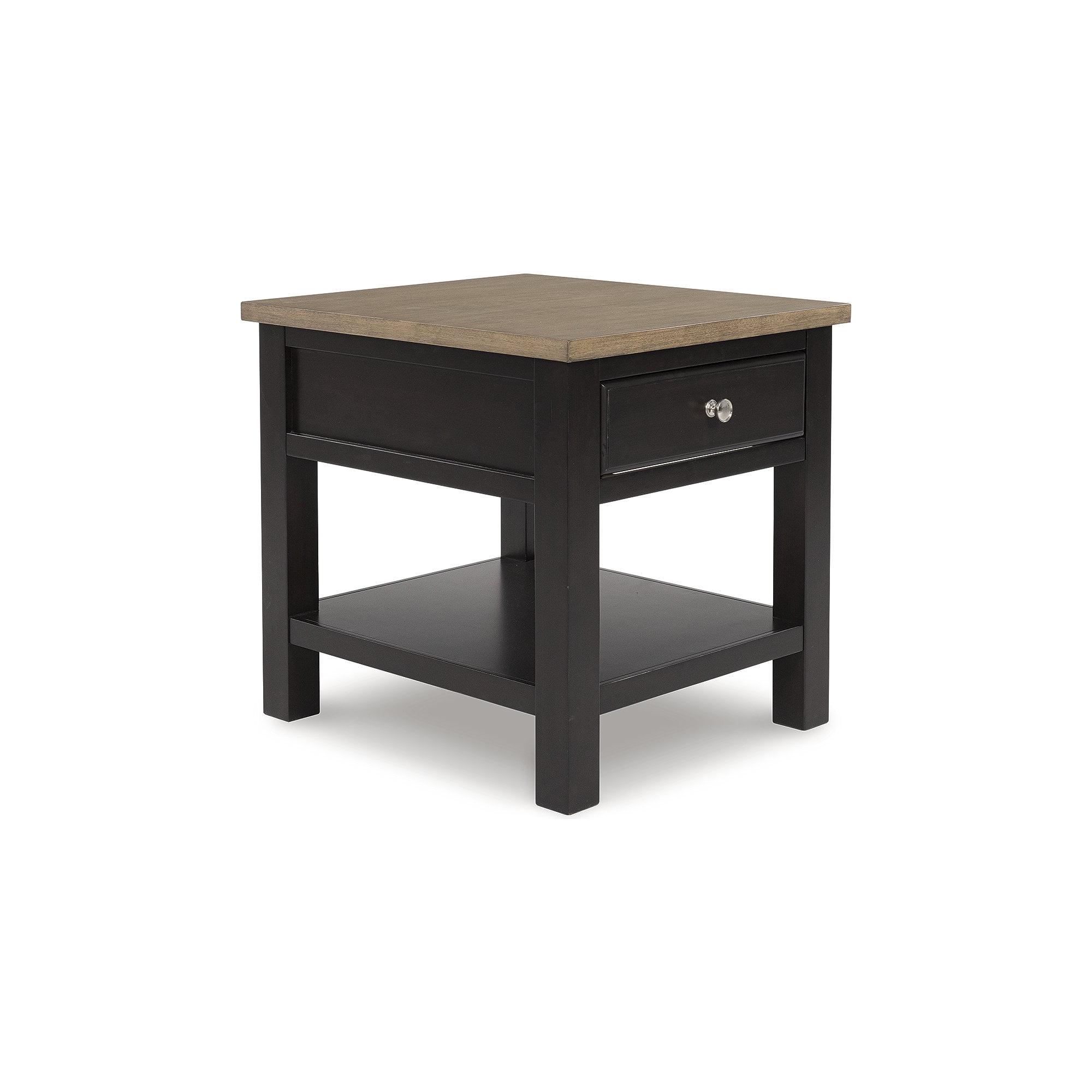 Brown Transitional Wood End Table with Storage Drawer