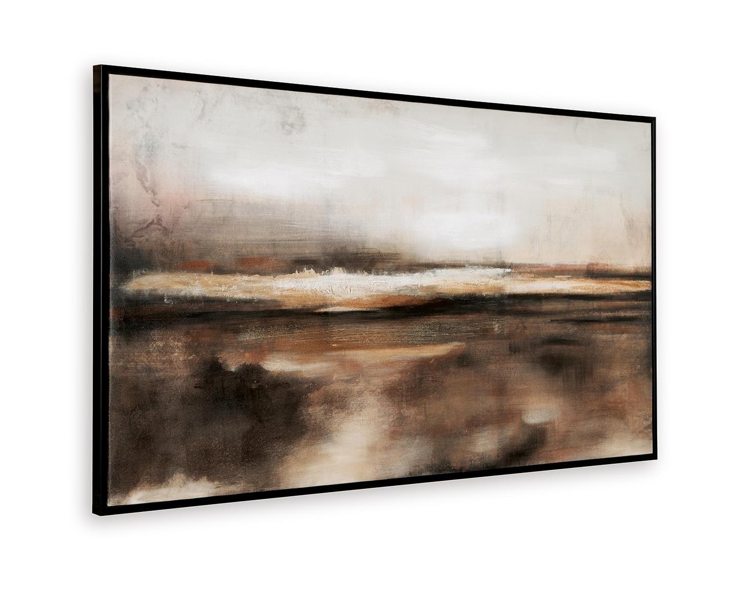 Hand Painted Abstract Landscape Wall Art with Black Frame