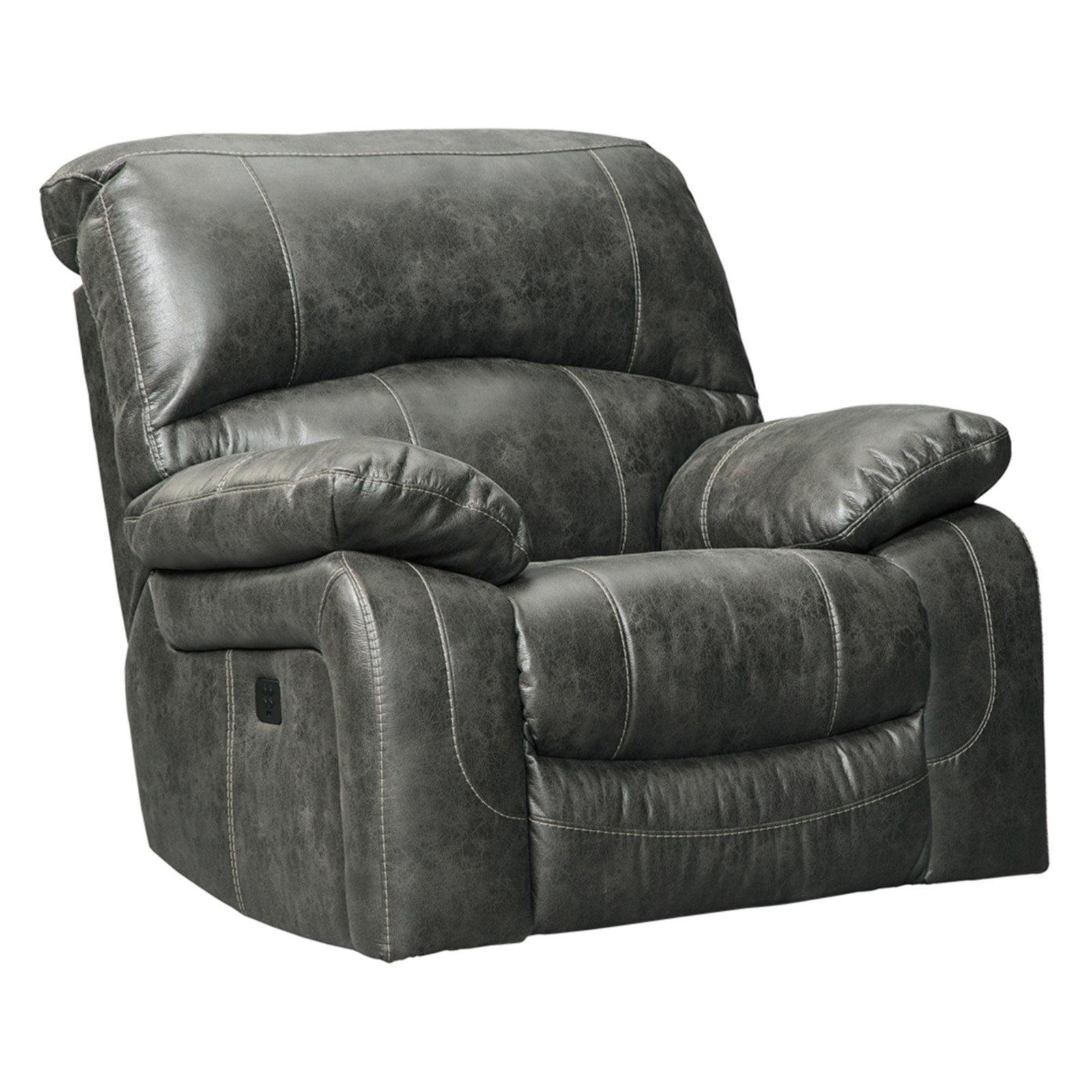 Grand Gray 40" Leather Metal Traditional Recliner Chair