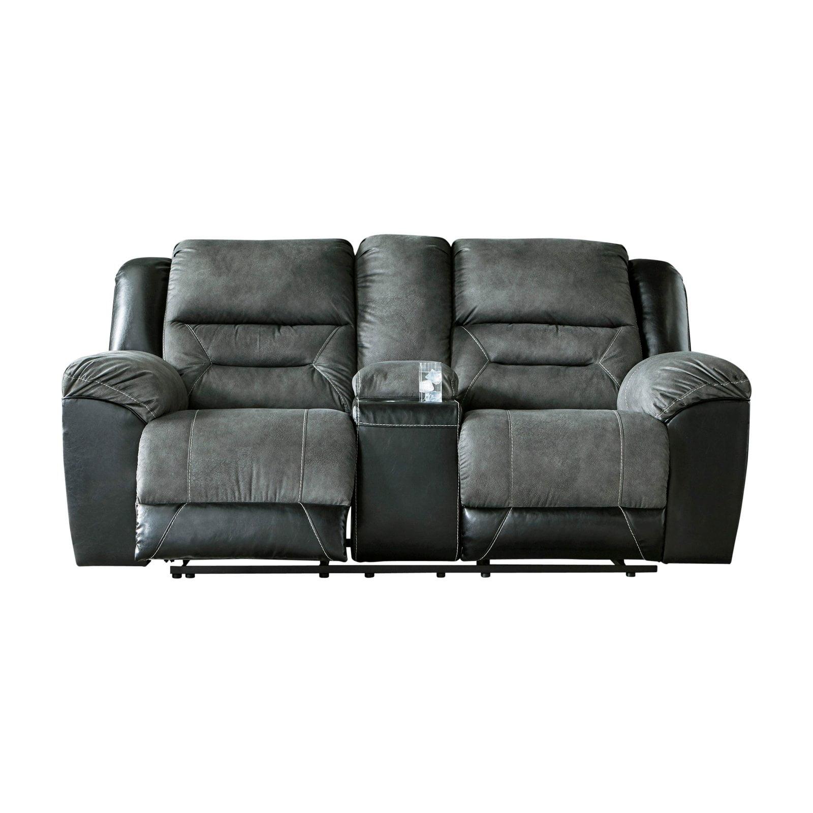 Signature Design by Ashley Earhart Reclining Loveseat with Console in Slate