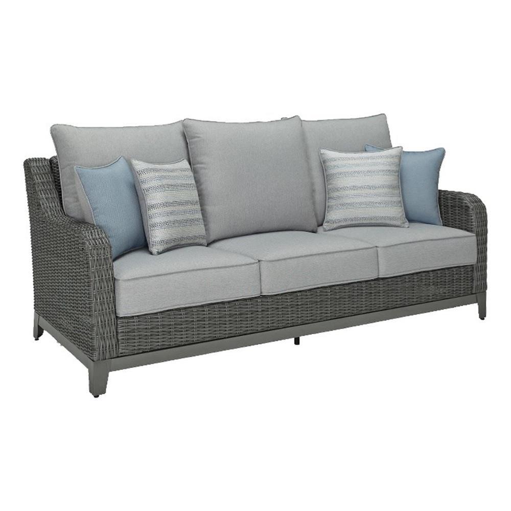 Signature Design by Ashley Elite Park Outdoor Fabric Sofa with Cushion in Gray