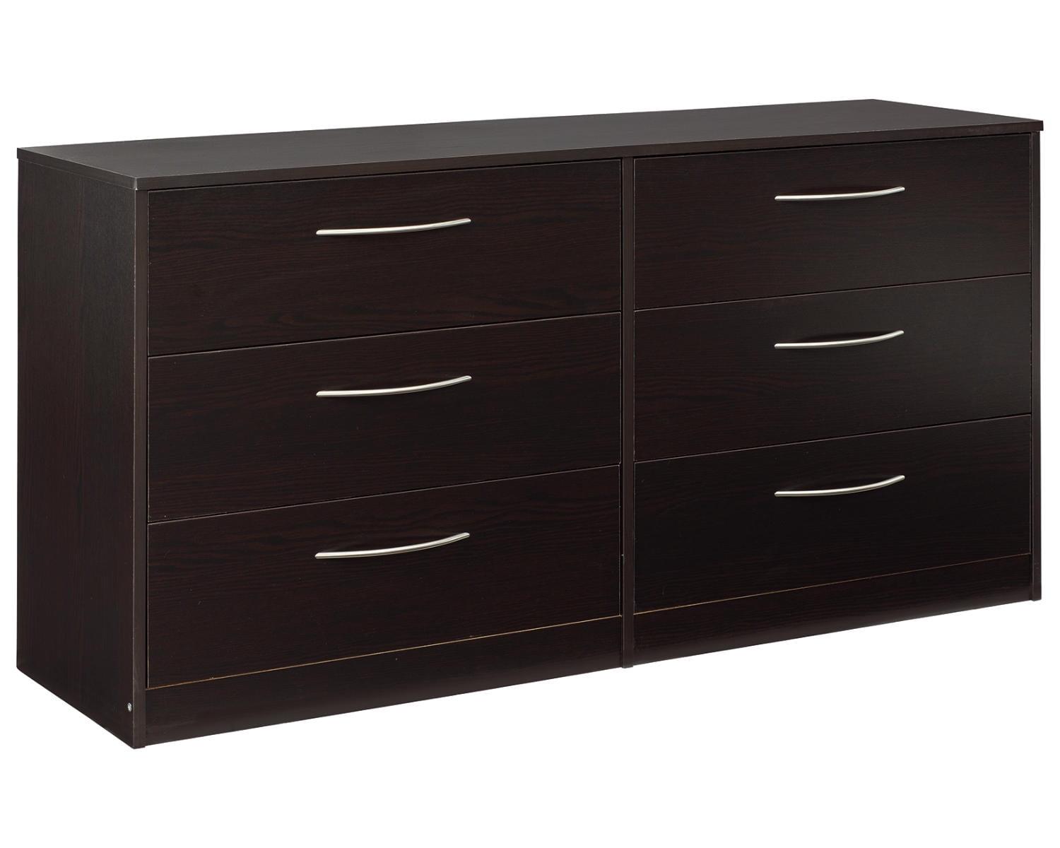 Black Double 6-Drawer Dresser with Ball Bearing Slides