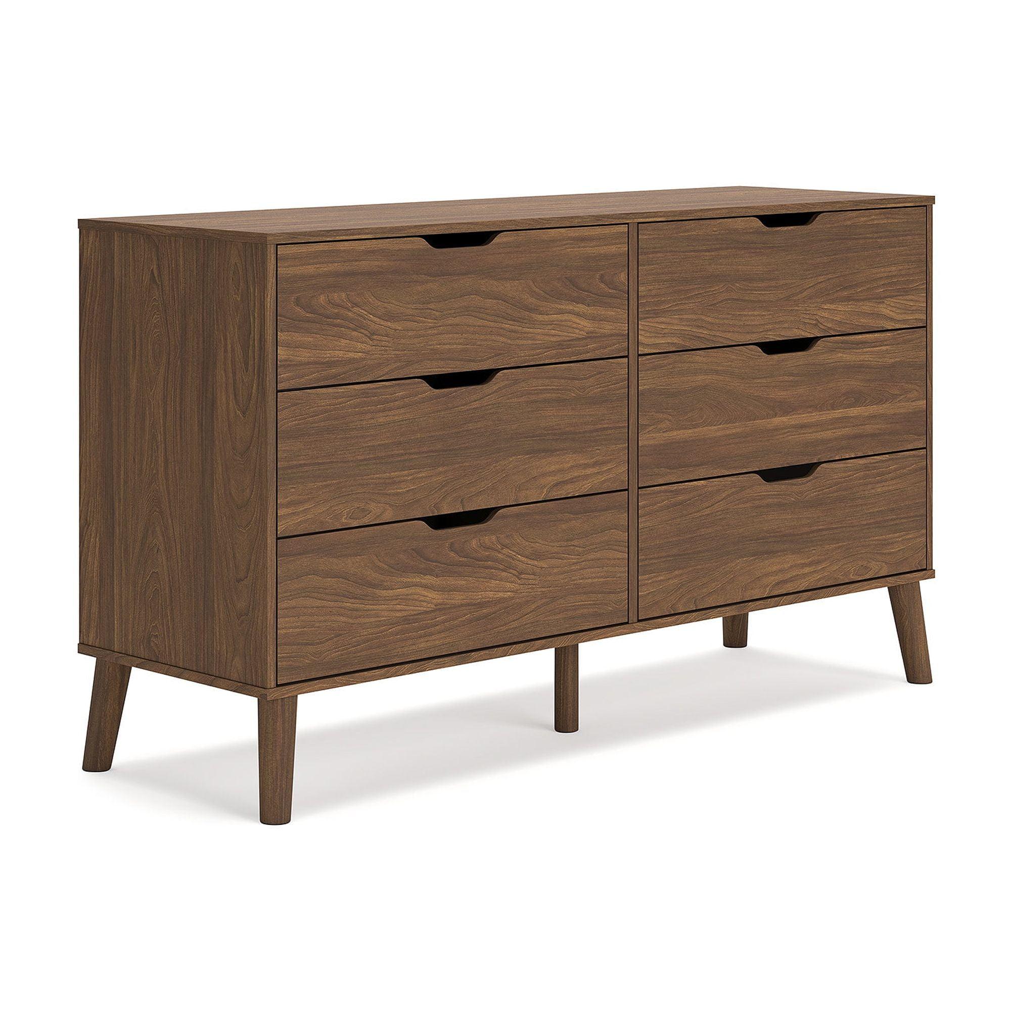 Auburn Brown 6-Drawer Mid-Century Modern Dresser