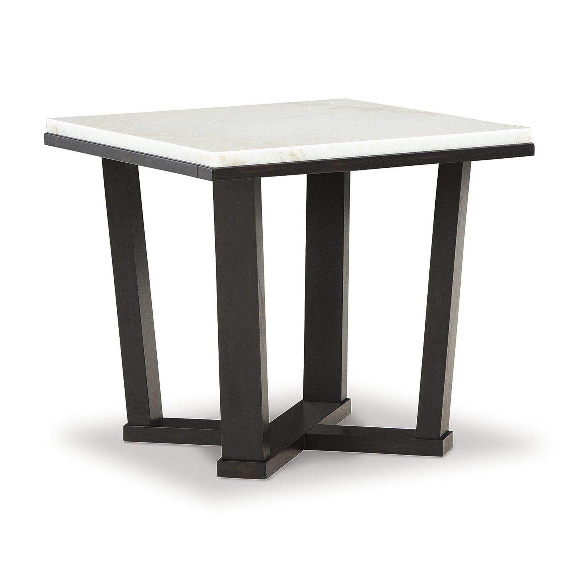 Contemporary Square End Table with White Marble Top