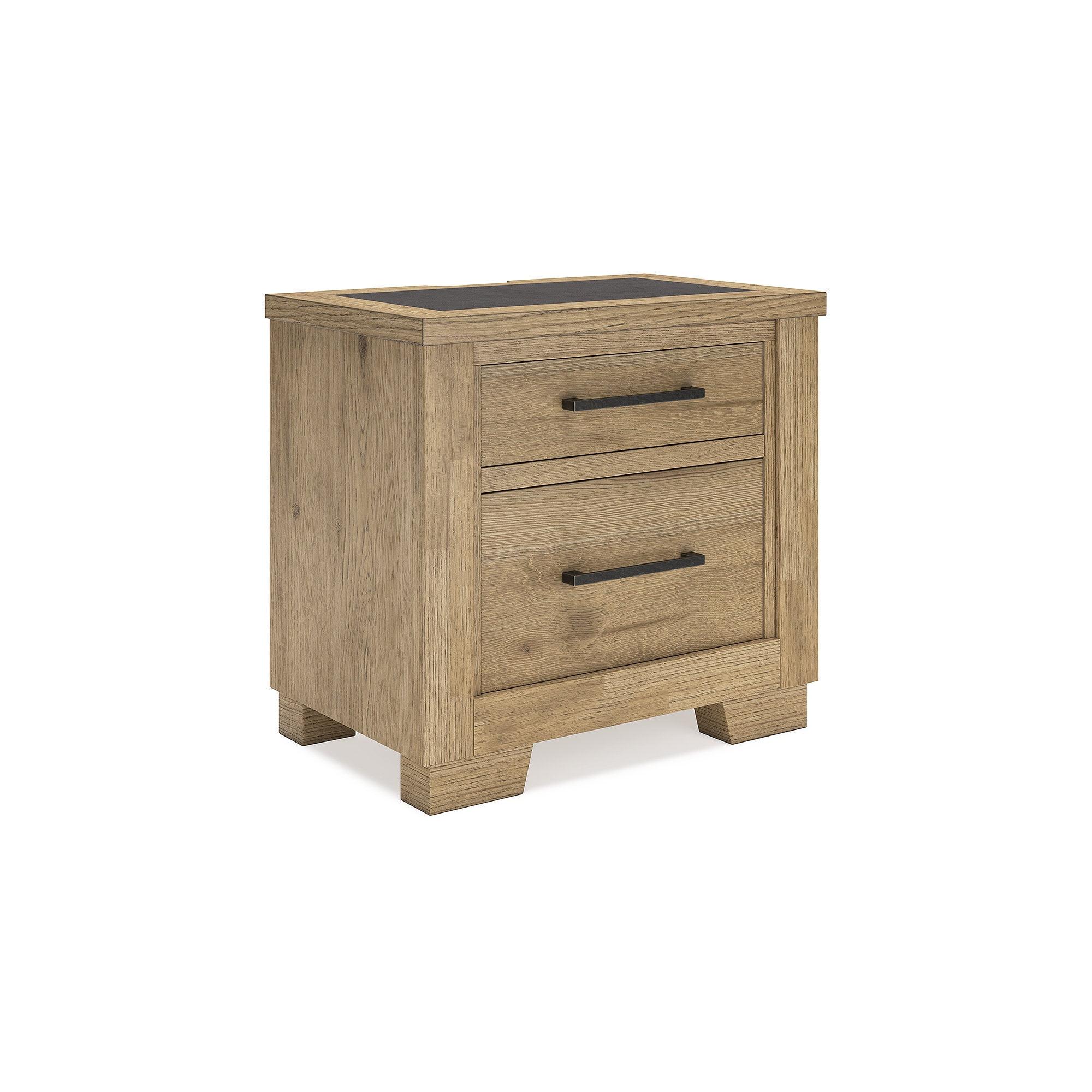 Signature Design by Ashley Galliden Nightstand with USB Ports, Light Brown