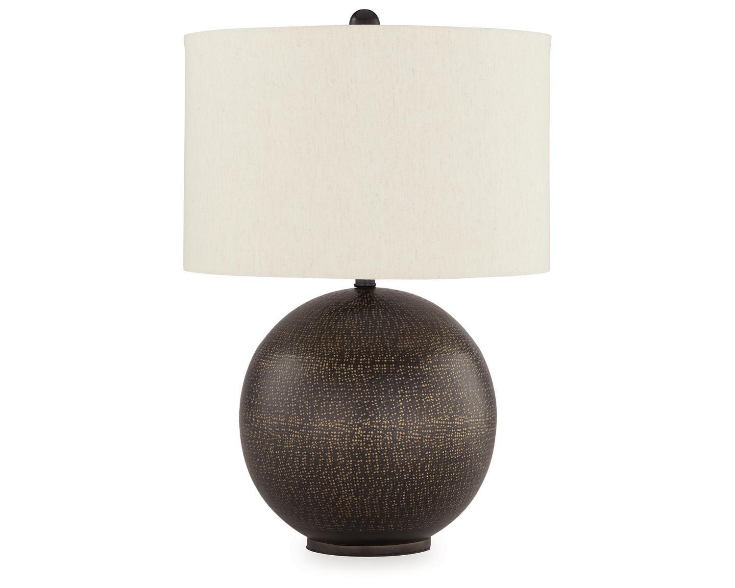 Black and Gold Metal Table Lamp with Drum Shade