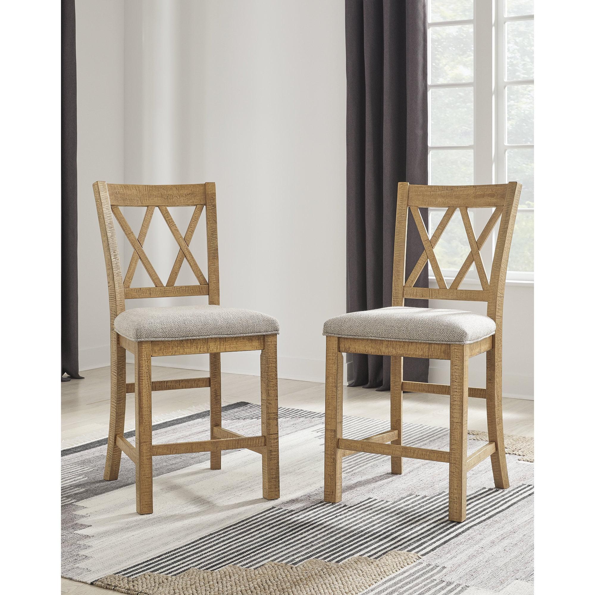 Signature Design by Ashley Havonplane Counter Height Barstool, Set of 2, Brown