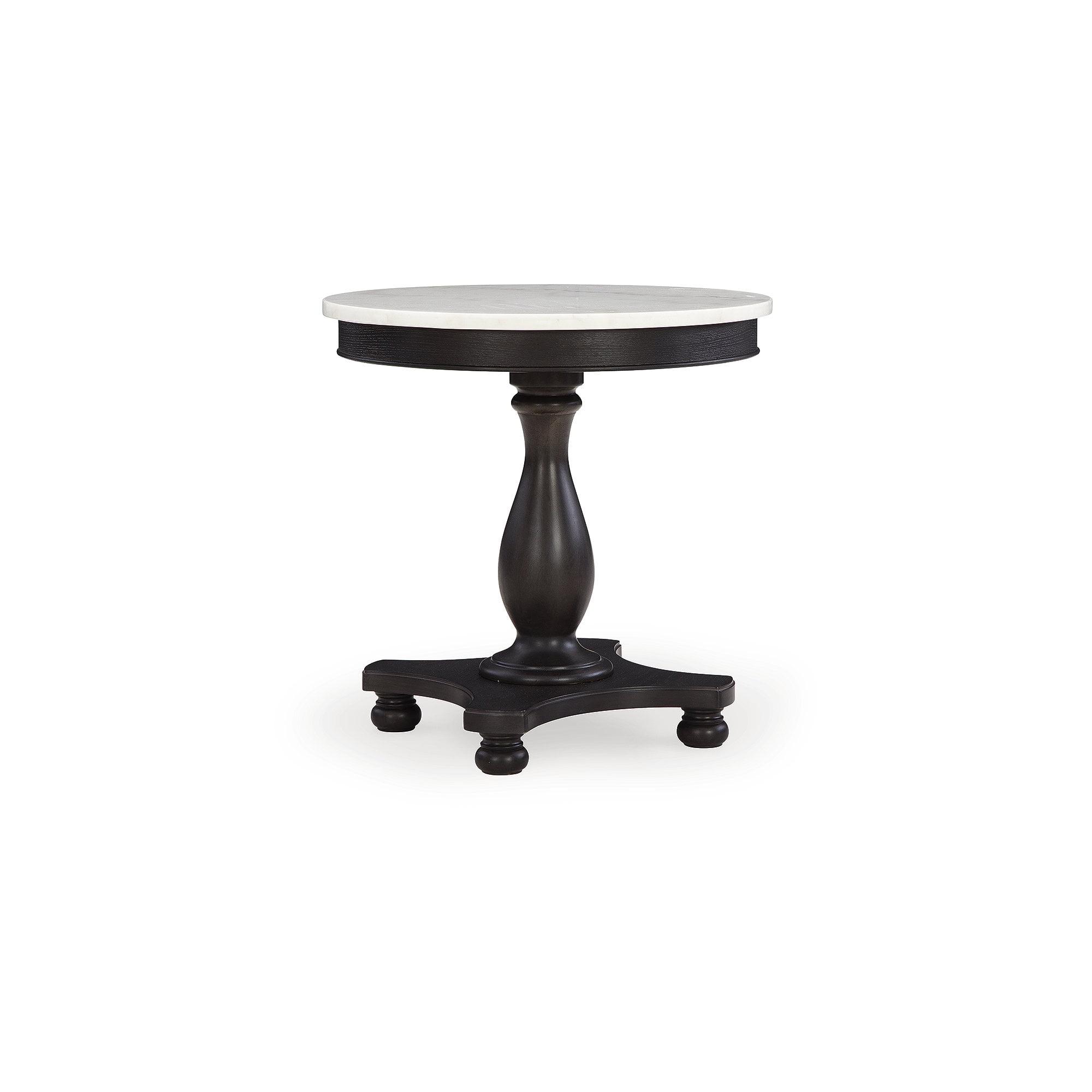 Henridge Black and White Wood Stone Accent Table