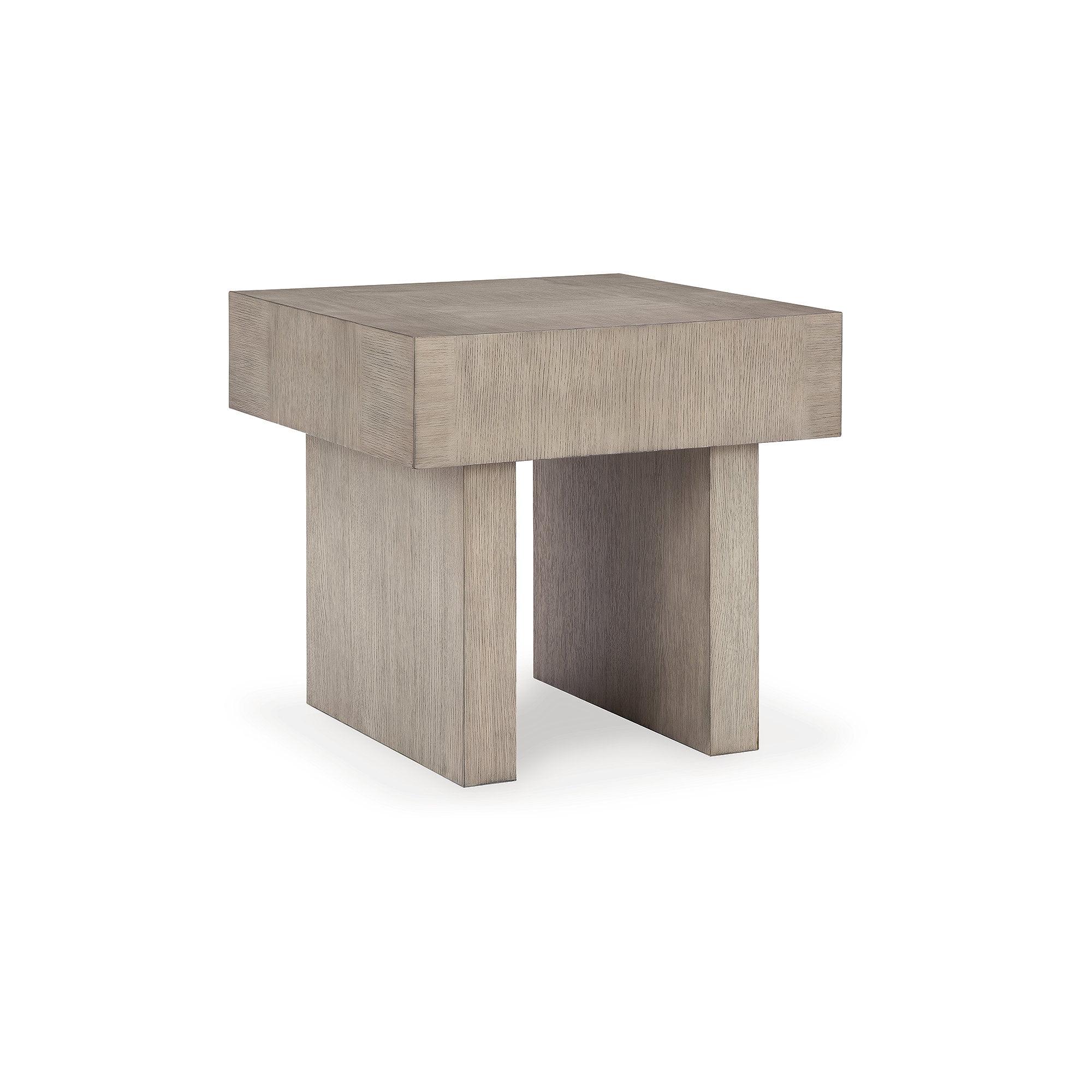 Light Grayish Brown Square Wood End Table