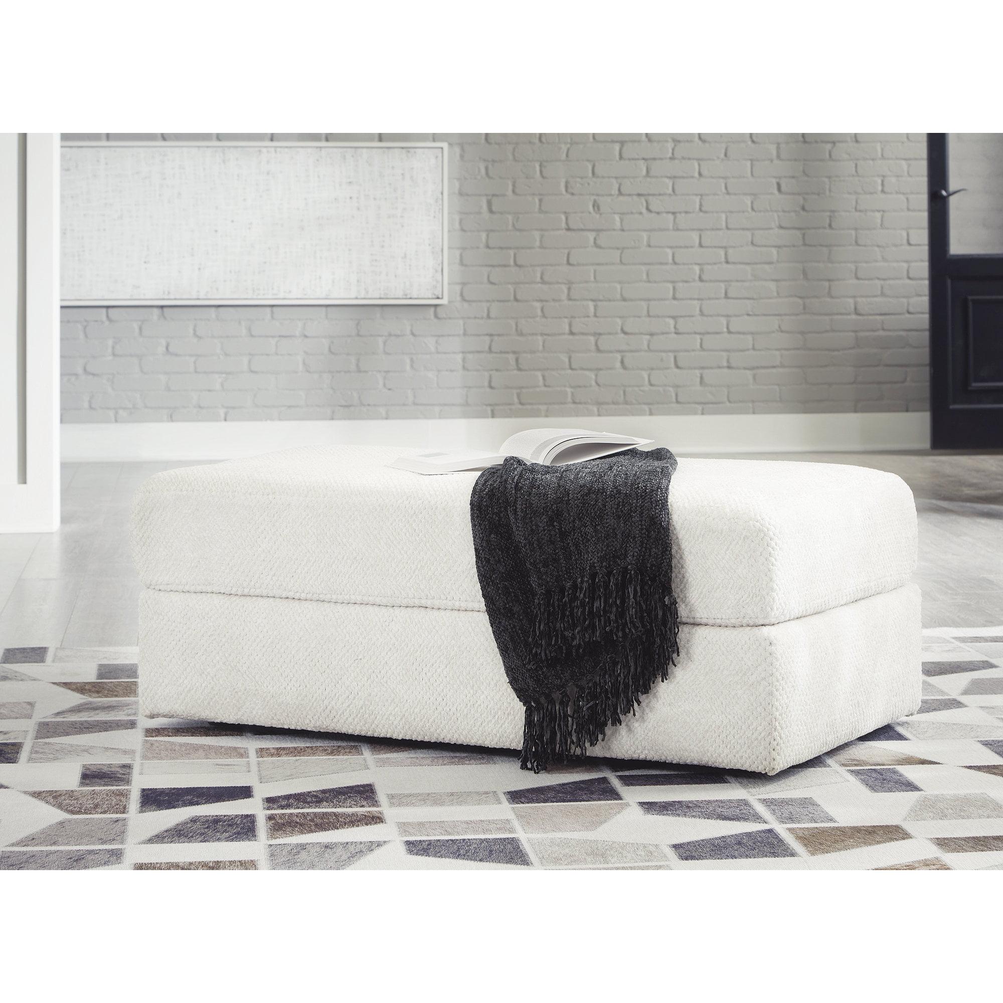 Oversized White Upholstered Contemporary Ottoman