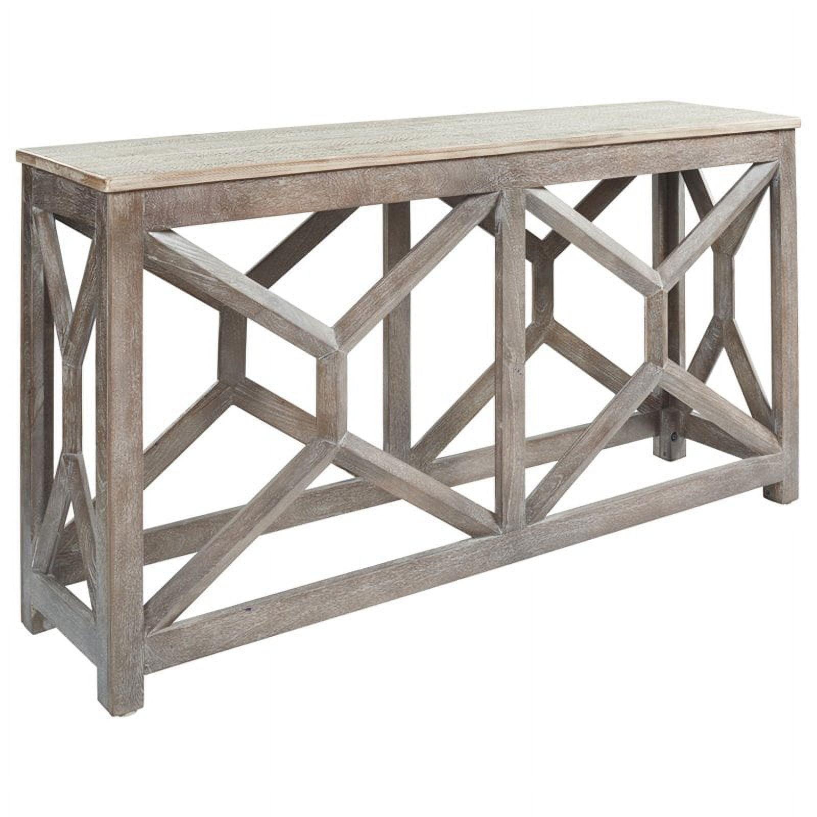 Transitional Antique Gray and Whitewash Solid Wood Console Table