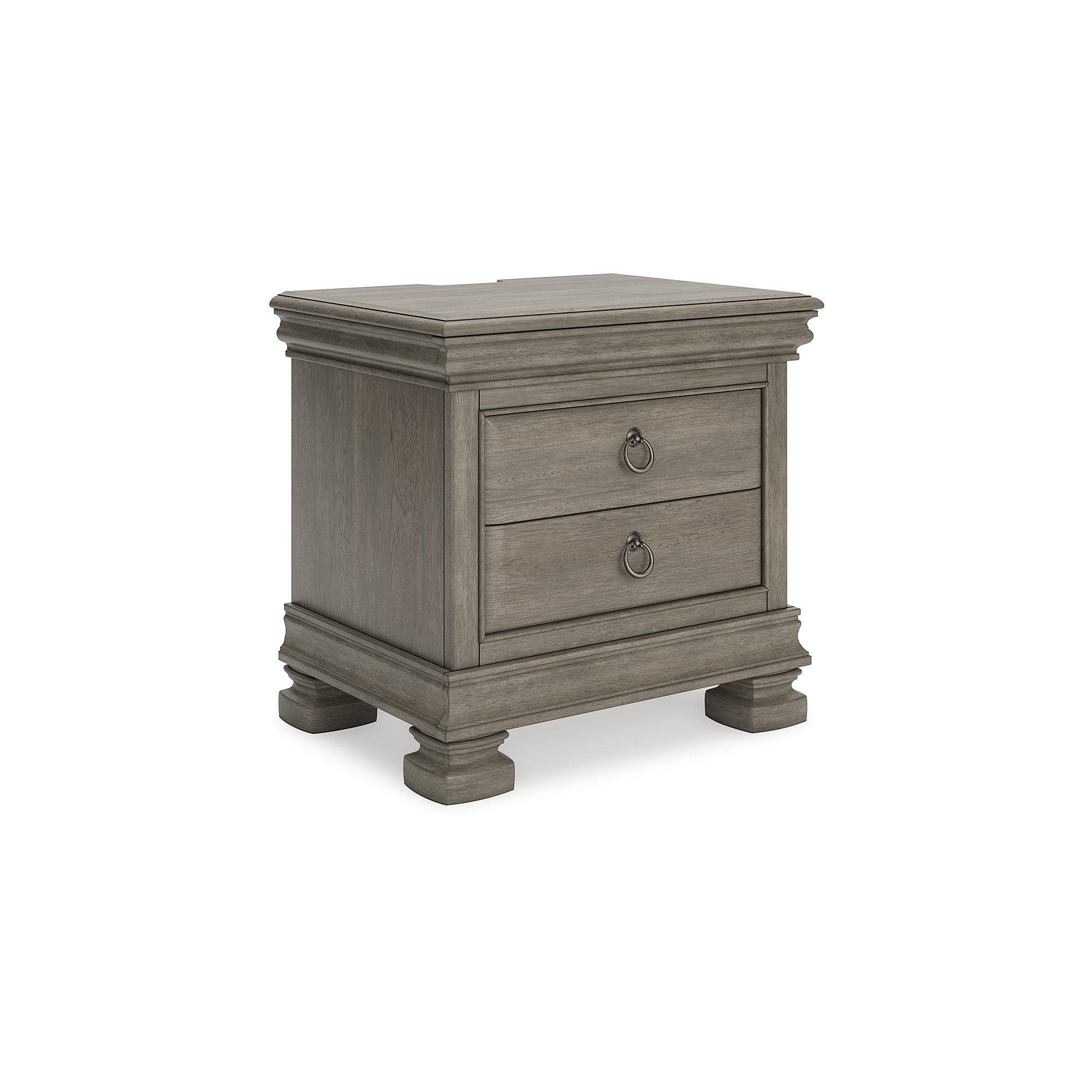 Lexorne Gray Traditional 3-Drawer Nightstand with USB Charging