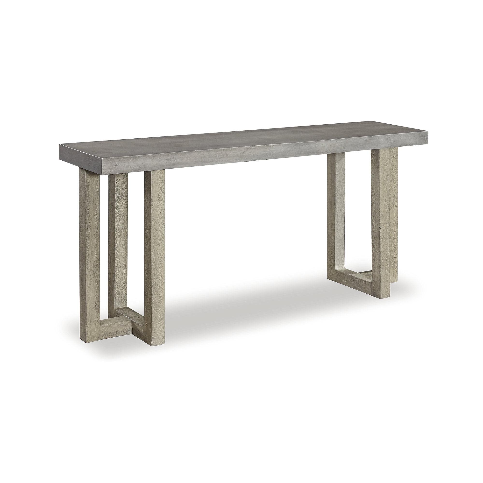 Gray Mango Wood Console Table with Faux Concrete Top