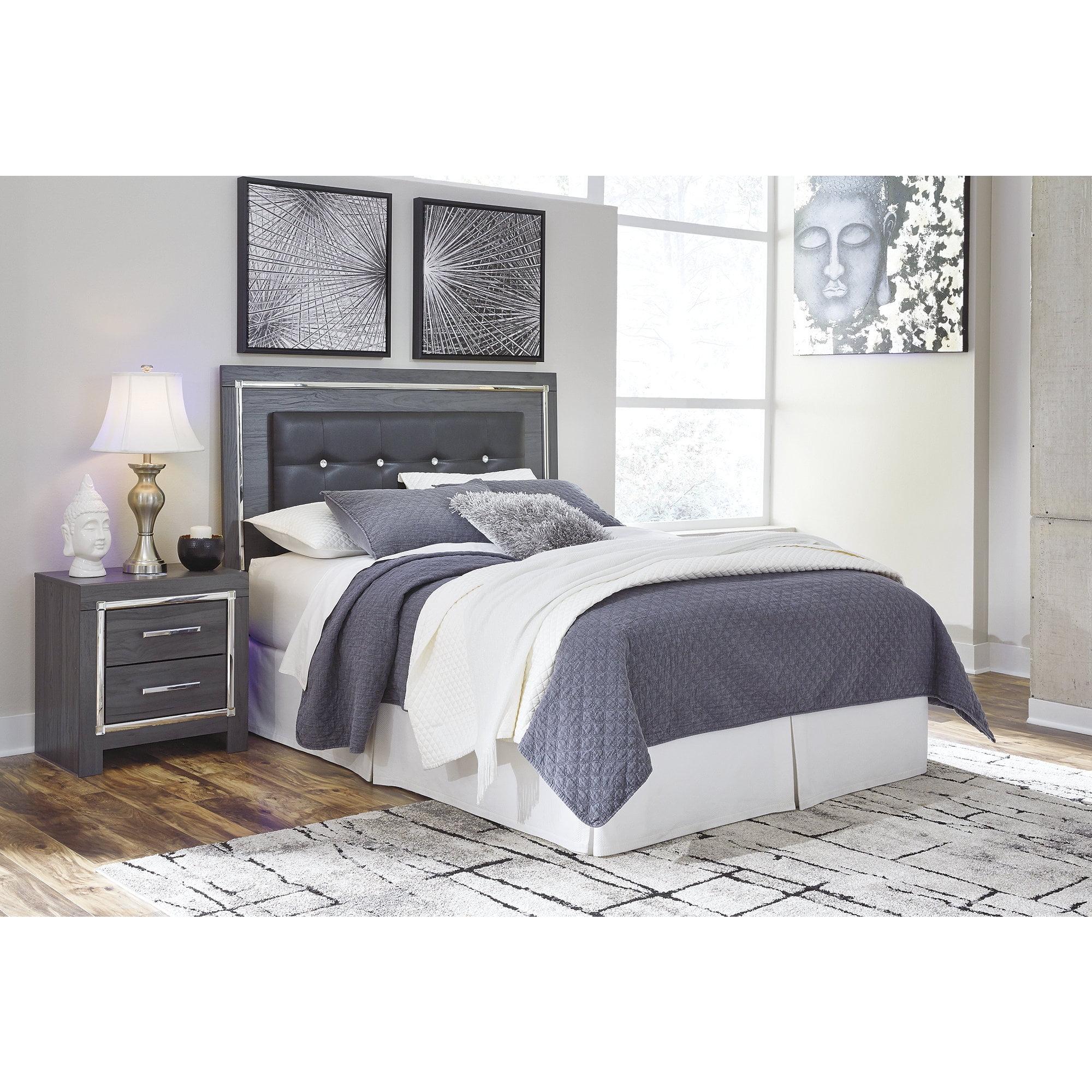 Queen/Full Lodanna Upholstered Panel Headboard Gray: LED Lights, Chrome Accents - Signature Design by Ashley