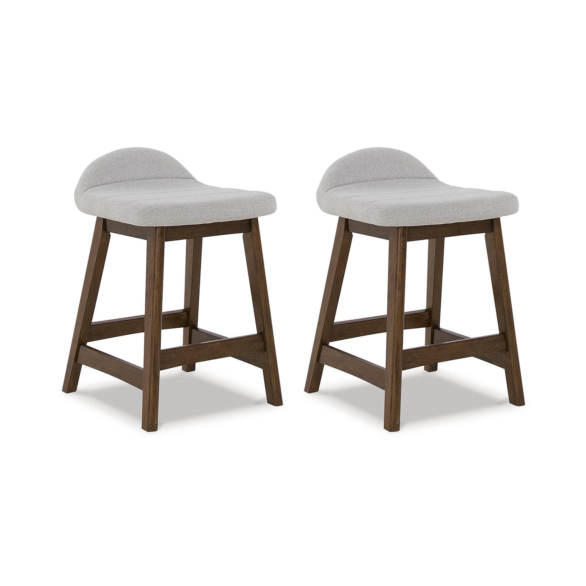 Signature Design by Ashley Lyncott Counter Height Upholstered Barstool with Foam Cushion, Set of 2, Light Gray