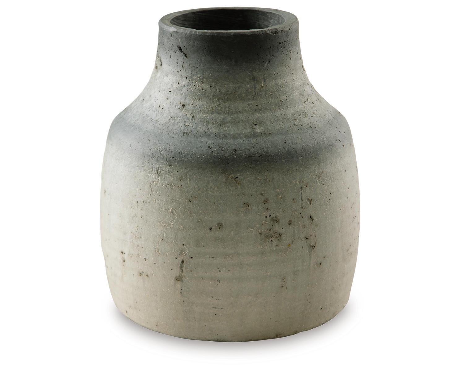 Gray and Black Distressed Cement Tabletop Vase