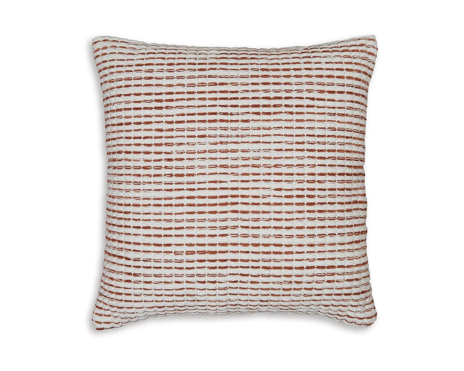 Rust and White Woven Stripe Square Throw Pillow