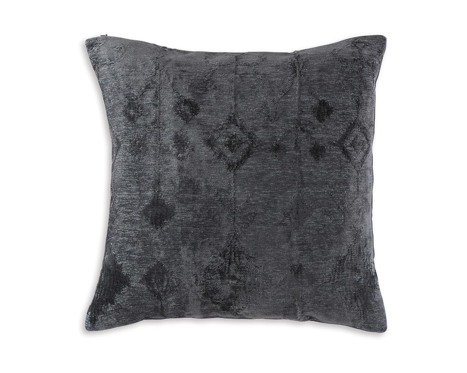 Slate Blue Ikat Pattern Square Throw Pillow 20 x 20