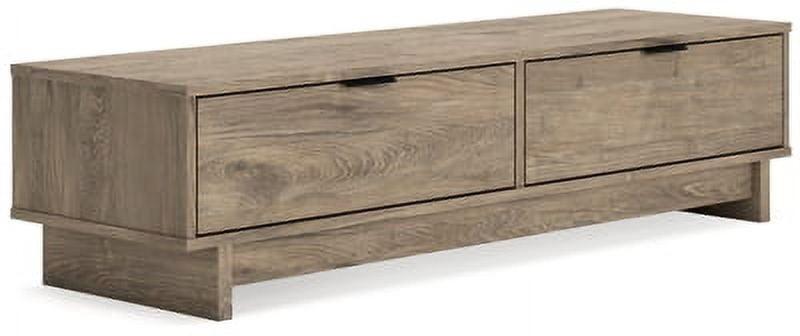 Transitional Beige Oak Grain Storage Bench with Nickel-Tone Pulls