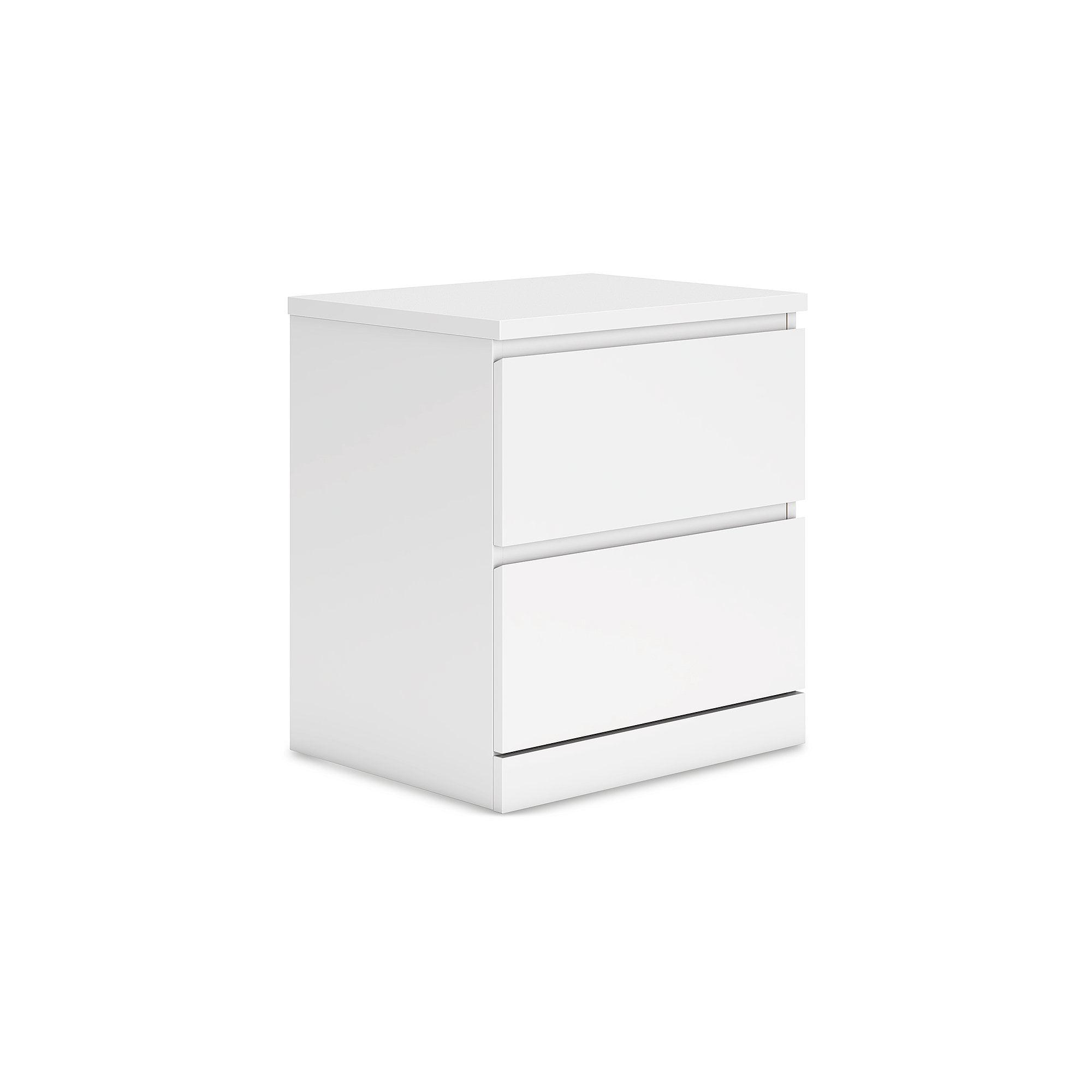 White Modern 2-Drawer Nightstand with Sleek Design