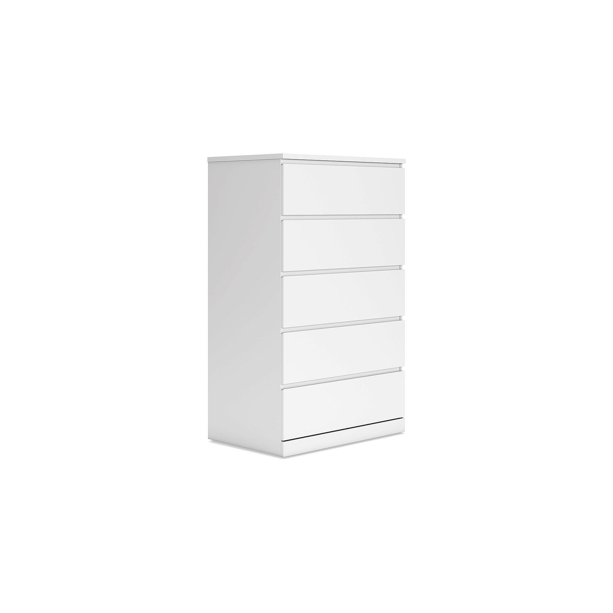 Signature Design by Ashley Onita Modern 5 Drawer Tall Dresser, White