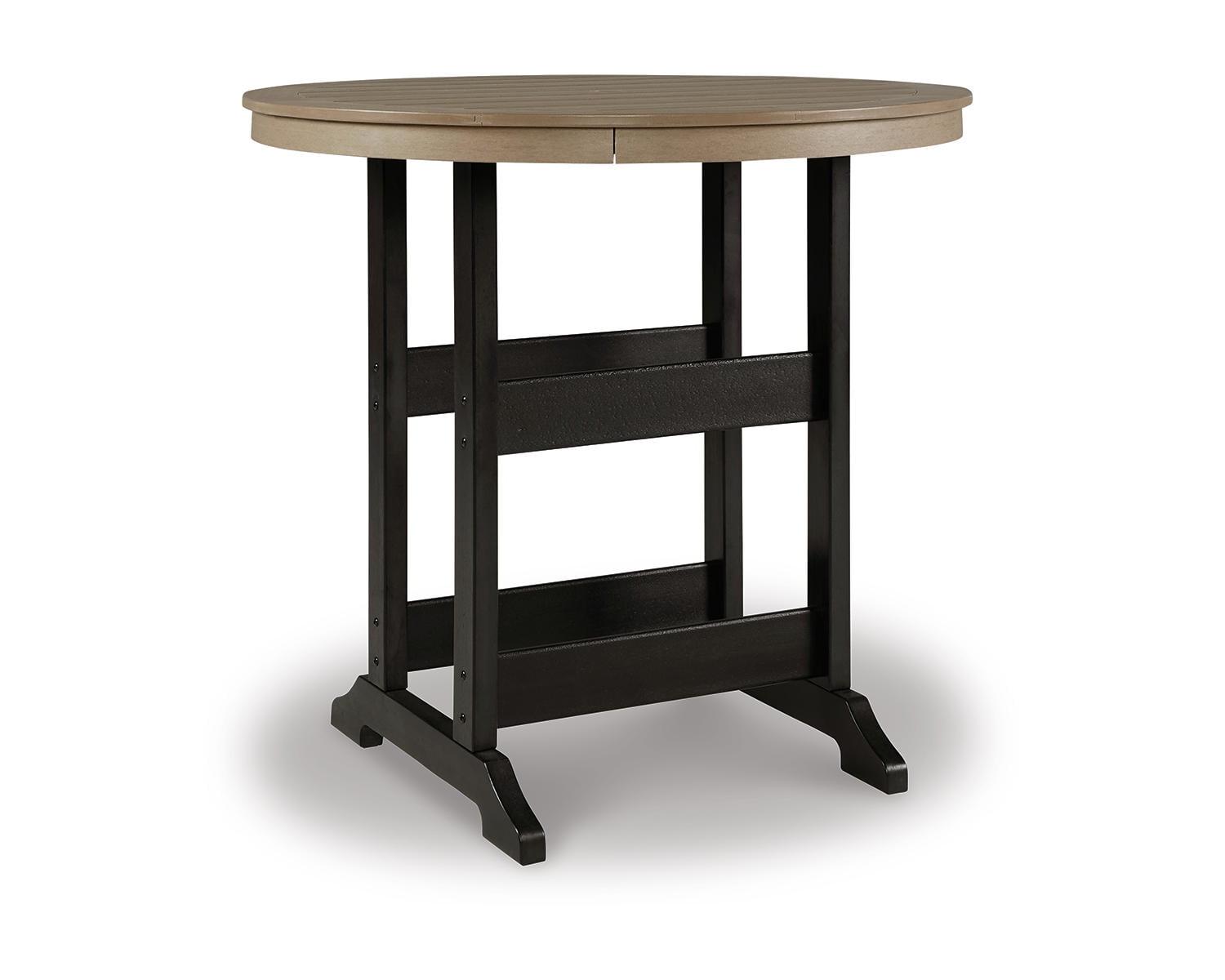 Fairen Trail Beige and Black Round Bar Table with Umbrella Hole