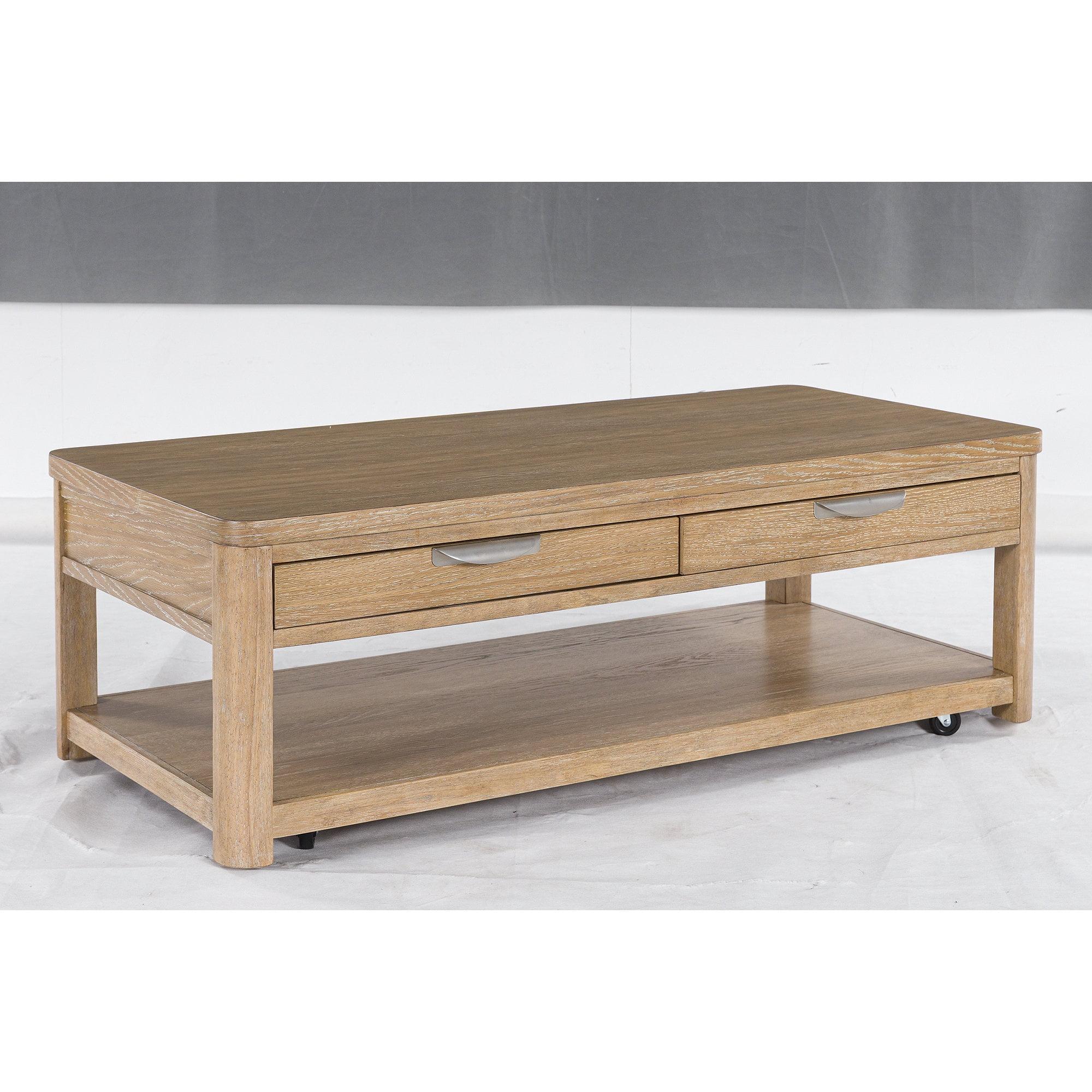 Signature Design by Ashley Rencott Two Drawer Coffee Table, Light Brown