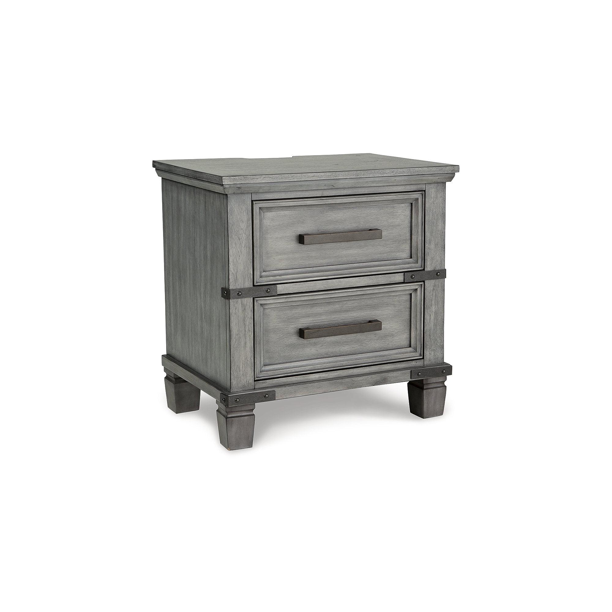 Russelyn Transitional 2-Drawer Nightstand in Weathered Gray