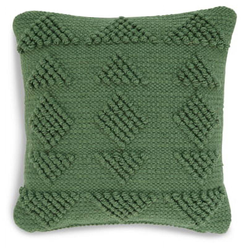 Green Handwoven Geometric 16" Square Indoor/Outdoor Pillow