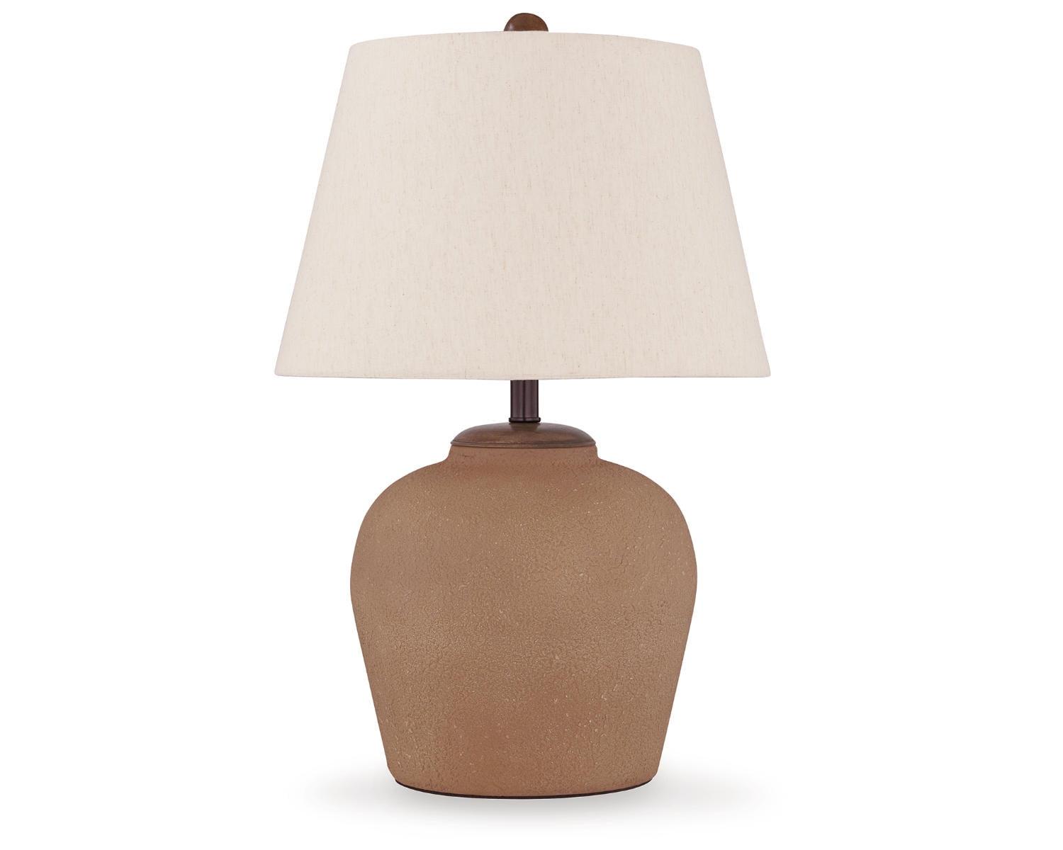 Rust Textured Metal Table Lamp with Fabric Shade